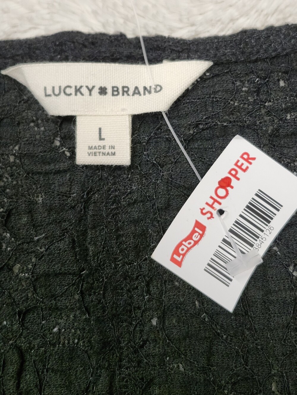 • Lucky Brand Women's Long Sleeve Floral Lace Sheer Blouse Size Large Black - Picture 6 of 12